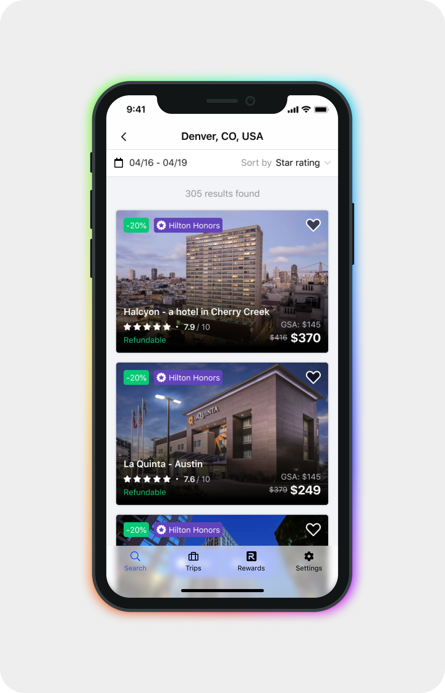 Hotel engine Mobile New Search Page